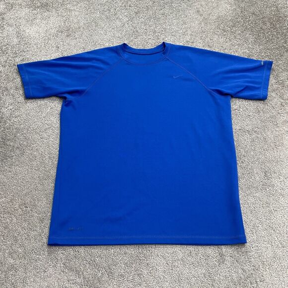 Nike Dri-Fit Active Shirt Mens Large Blue UPF 40 Short Sleeve Crew Athletic Tee - Picture 1 of 13